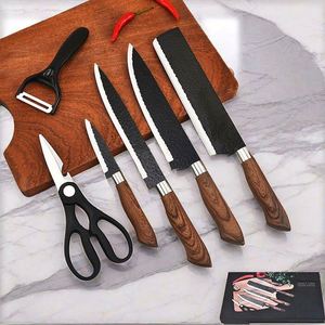 Ensemble de couteaux de chef en acier inoxydable à succès avec accessoires et manches en bois, couteaux de cuisine à manche drapé, ensemble de cuisine - Product Image 2
