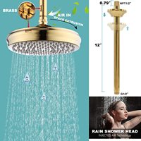 Système de douche à montage au plafond en or poli mélangeur de douche à pluie Combo en laiton