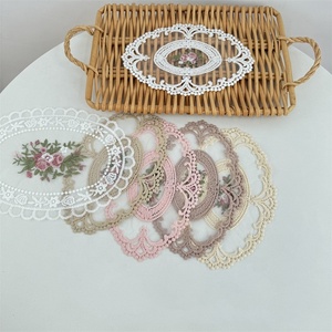 แผ่นรองจานลูกไม้ปักลายฉลุ ขนาด 14*20 ซม. สำหรับโต๊ะอาหาร ขายส่งจากโรงงาน มีสินค้าในสต็อก - Product Image 1