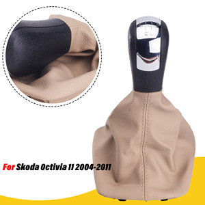 Leather Gear <b>Shift</b> <b>Knob</b> Cover For Skoda Octavia 2004-2011 Manual 5 6 Speed Ergonomic Design - Product Image 1