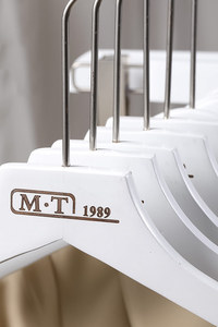 White Wooden Hanger Pants Clips logo Print Color <strong>Hook</strong> <strong>Customize</strong> Whole Sale - Product Image 5