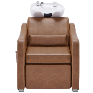 Chaise de salon en cuir PVC moderne, chaise de lavage de cheveux, lit de shampooing, chaise de shampooing inclinable - Product Image 2