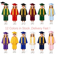 12 couleurs – Robe de graduation mate pour enfants, toque et étole d'honneur pour la cérémonie de remise des diplômes de maternelle – En stock