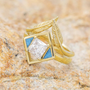 Anello Geometrico con Foglia e Zirconi per Donne, Elegante Gioiello da Dito alla Moda - Product Image 2