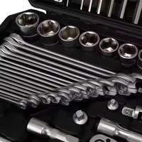 Jeu de 142 douilles et embouts de tournevis à cliquet 72 dents, outil manuel en alliage d'aluminium pour kit de réparation automobile, avec boîte de rangement roulante