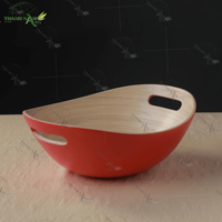 Bols en bambou personnalisés jetables pour fêtes, salades, collations – Bols utilitaires artisanaux avec poignées, style classique, grande capacité, couleurs uniques