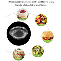 Bol à salade rond transparent empilable avec couvercle à charnière, récipient alimentaire jetable pour plats froids à emporter et traiteur