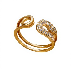 Open Band <b>Ring</b> Women Girls Minimalist Expandable <b>Statement</b> Stackable Paperclip Safety Pin Toe Knuckle Zircon Wedding Engagement - Product Image 3