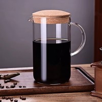 Moderne hittebestendige borosilicaat glazen koffiekan met deksel en handvat, 1700ml, voor ijskoffie & thee