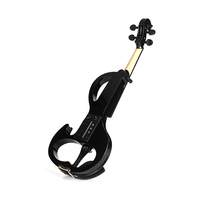 Violon électrique noir massif à prix de gros avec accessoires en ébène, étui, archet et cordes