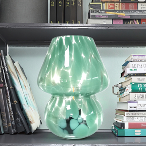 Modern Vintage Design <strong>Leopard</strong> Glass Striped Table <strong>Lamp</strong> E26 Base Translucent Bedside Night Light Battery Powered Novelty Shade - Product Image 4