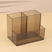 Porte-stylo de bureau multifonctionnel carré en plastique transparent de haute qualité, écologique, imperméable, design élégant