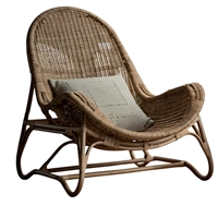 Fauteuil à bascule Bowen Wabi-Sabi Japandi en rotin naturel tressé à la main, design ergonomique sans cadre, durable, pour villa
