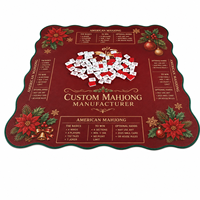 Tapis de jeu de Mahjong américain à bords festonnés, impression personnalisée, protection de table, support pour tuiles, jeu de cartes de poker