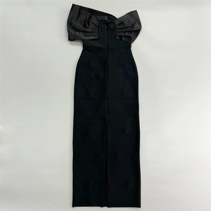 Vestido de fiesta de verano de lujo para mujer elegante Delgado plisado fuera del hombro cuello en V sin espalda Sexy Slit nuevo elegante largo hasta el suelo - Product Image 5