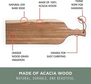 <span class=keywords><strong>Planche</strong></span> à charcuterie en <span class=keywords><strong>acacia</strong></span> avec bord en bois <span class=keywords><strong>brut</strong></span>, <span class=keywords><strong>planche</strong></span> à découper en bois avec poignée, plateau de service polyvalent - Product Image 6