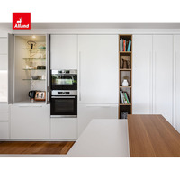 AllandCabinet Armoire de cuisine intelligente Design contemporain Panneau de porte sans poignée Finition laquée MDF Marbre stratifié Usage domestique