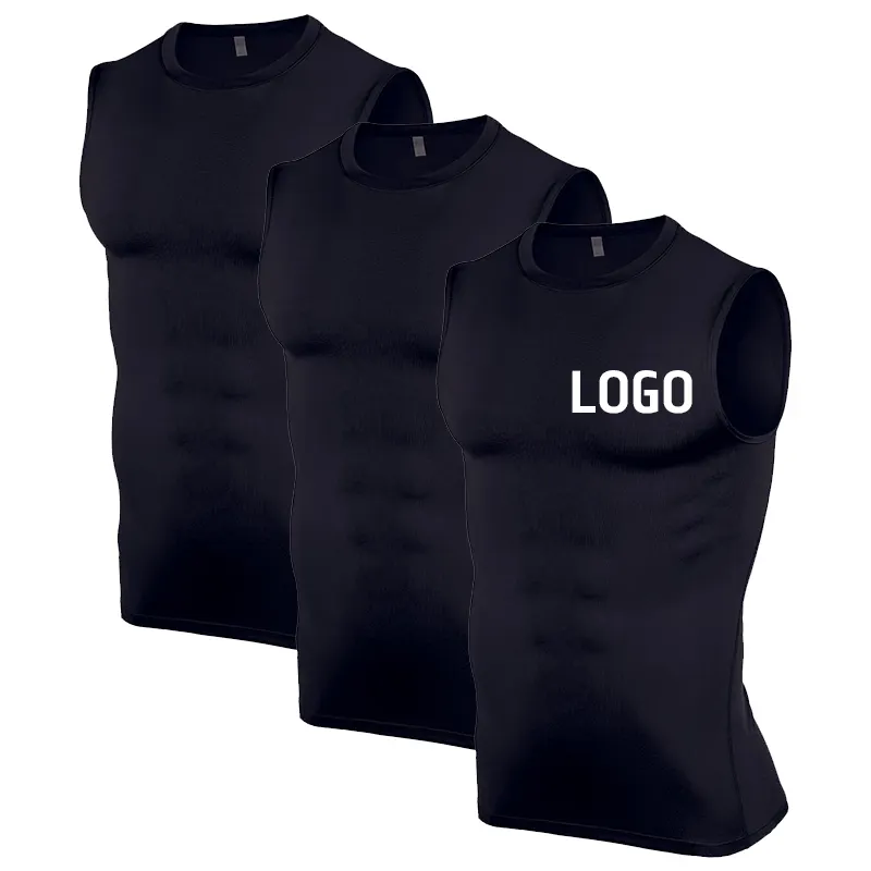 Hochwertige Herren Compression Base Layer Ärmelloses Tanktop Schnellt rockn endes Sport-Fitness studio unter schwarzem Hemd