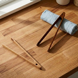Elegant mini <b>tongs</b> crafted from 100% solid teak wood, food-safe and naturally durable, perfect for serving - Product Image 2