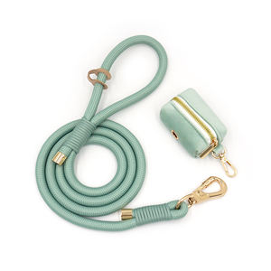 El superventas en 2025, correa para caminar para perros verde salvia de terciopelo suave, nuevo diseño personalizado, soporte para bolsa de caca de perro, correas de poliéster para mascotas - Product Image 1