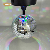YACHEN Boule disco rotative portable en verre avec lumière LED, durable, 12/20 cm, pour anniversaires, mariages, fêtes du Nouvel An, discothèques