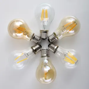 ヴィンテージエジソンA60E26 E27B22クリア & アンバーLEDフィラメント電球2W4W 6W 8W 10W 110V220Vウォームホワイトレトロ調光可能LEDランプ電球