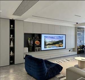 Meuble TV avec lumières LED, étagères ouvertes, tiroirs, console multimédia en bois pour téléviseur de 50 pouces, chambre à coucher, salon, meubles de maison - Product Image 1