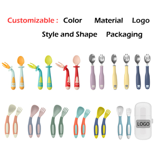 <span class=keywords><strong>Cuchara</strong></span> plegable de plástico PP para niños pequeños, <span class=keywords><strong>cuchara</strong></span> flexible para alimentación de sopa y tenedor con mango curvo - Product Image 4