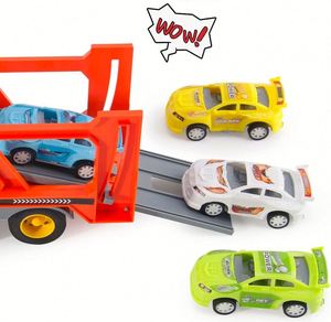 Camion de transport de véhicules à friction en plastique avec lumières et sons pour enfants - Product Image 4