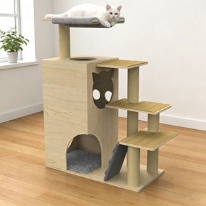 Lussuoso Tiragraffi per <span class=keywords><strong>Gatti</strong></span> Grande in Legno, Albero per <span class=keywords><strong>Gatti</strong></span> da Interno Moderno con Pali Tiragraffi in Sisal - Product Image 1