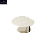 Meubles de salon italiens modernes et luxueux-Table basse en acier inoxydable et marbre combinés haut et bas