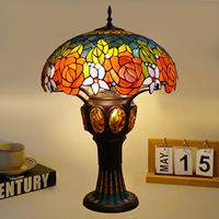   Lampe de table décorative en verre coloré de 20 pouces, style rétro européen, pour salon, hôtel, restaurant, bureau, séjour, maison d'hôtes