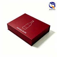 Kotak Kemasan Anggur Magnetik Kertas Kaku Merah Premium untuk Presentasi Botol Sampanye Mewah