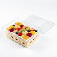 Boîte à fruits en PET rectangle grand récipient à salade couvercle plateau à fruits à emporter en plastique jetable pour légumes
