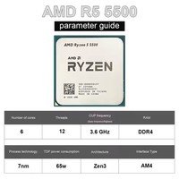 NOUVEAU Processeur R5 5600G 5600X 5600 5500 4500 3600 7500F Accessoires de jeu PC Socket AM4 CPU AMD Procesador Ry-Zen 5 5600G
