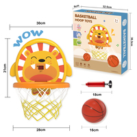 Vente chaude enfants en plastique drôle dessin animé animaux doux basket-ball jeux d'intérieur jouant basket-ball cerceau jouets