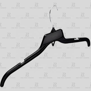 2025 Commercial 17 Inch PS Garment <strong>Hanger</strong> with Metal Iron Hook &amp; Shoulder Grips for Store Display - Black Wholesale Bulk Pack - Product Image 3