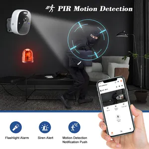2022 वाईफ़ाई आईपी वायरलेस घर सुरक्षा कैमरों 4MP रात दृष्टि पीर का पता लगाने दो-तरह बात निगरानी बैटरी कैमरा