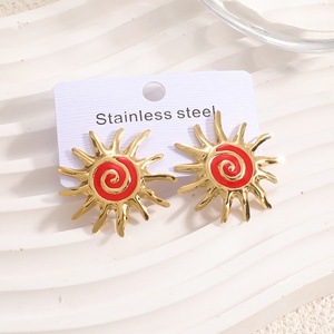 Pendientes de Girasol con Esmalte de Colores Estilo Bohemio, Nuevos de Jingciren Boutique, en Espiral, de Acero Inoxidable, con Elegante Caja de Regalo - Product Image 6