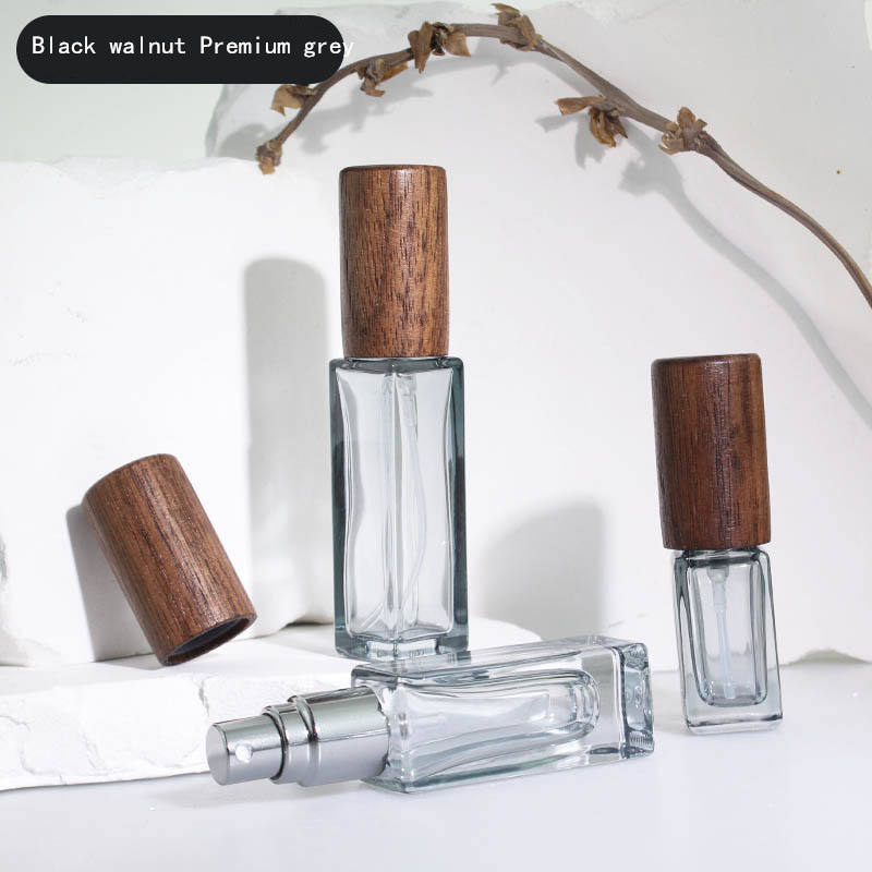 Transparent + silver shower head + black walnut lid