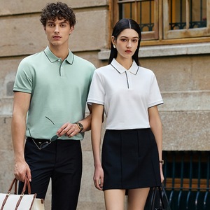 Women's Polo Shirt 220g Cotton Modal Knitted Breathable Summer Short Sleeve Collared Top - Product Image 1