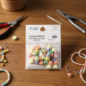 Ilan Abalorios Perline a forma di cuore da 9 mm colori pastello 65 pezzi per la creazione di gioielli - Product Image 3
