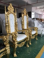 Fauteuil Trône de Roi Luxe Royal Or pour Mariage, Chaise Lion pour Mariés