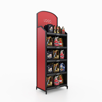 Vente chaude directe en métal support libre moteur mobile lubrifiant huile produit lubrifiants présentoir avec roue