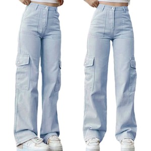 Pantalon Décontracté Taille Mi-Haute <span class=keywords><strong>Femme</strong></span> avec Poches à Rabat Stéréo, Pantalon <span class=keywords><strong>de</strong></span> Travail Longue Taille Polyvalent pour le Commerce International - Product Image 5