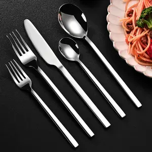 Luxury Restaurant Stainless Steel Mirror Polished Silverware Flatware Fork And Spoon Knife Cutlery Set For Wedding