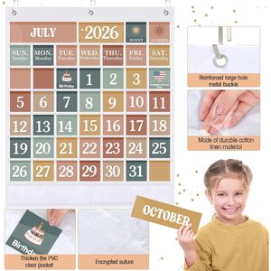 Juego de tableros de bolsillo con calendario para el aula, 120 tarjetas con información sobre el clima, las estaciones y festividades para la gestión del tiempo - Product Image 1