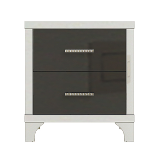 High Gloss Nightstand With 2 Drawers <b>Mirrored</b> <b>Bedside</b> <b>Table</b> Black For Bedroom Living Room - Product Image 5