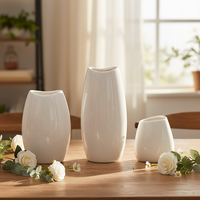 Vase en céramique émaillée moderne ARM LVG, ensemble de 3 pièces, blanc, décoration artistique créative pour la maison, vase à fleurs, récipient floral design