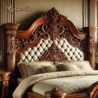 Luxuriöses Amerikanisches Klassisches California King Bettgestell Vintage Massivholz Leder Handgefertigtes King-Size-Bettset